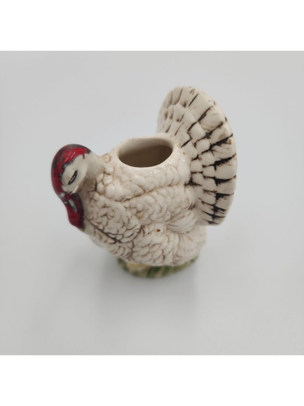 Vintage Handmade Ceramic Turkey Toothpick Holder 2.5"